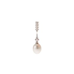 Freshwater oval pearl and cubic zirconia pendant