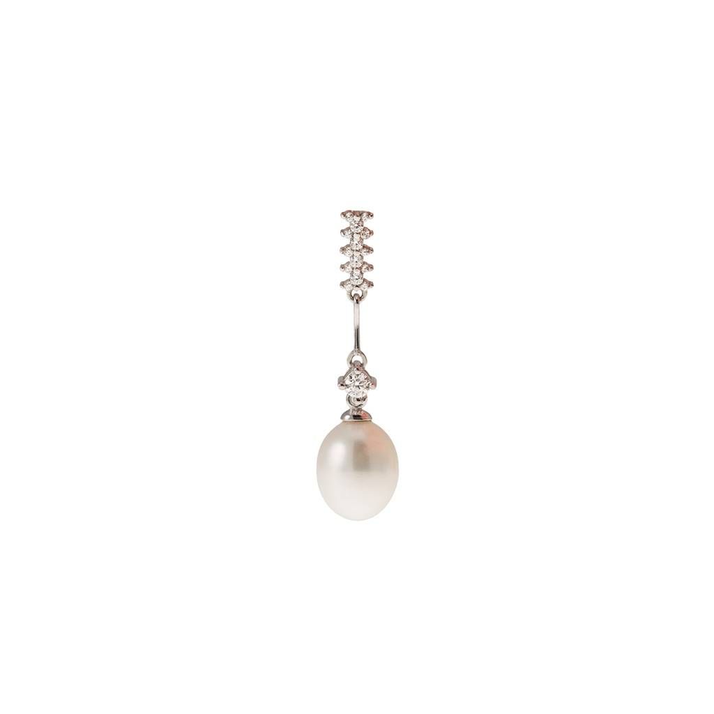 Ciondolo astina con Perla Freshwater ovale e zirconi