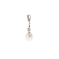 Ciondolo astina con Perla Freshwater ovale e zirconi
