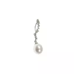 Ciondolo Navette con Perla Freshwater ovale e zirconi