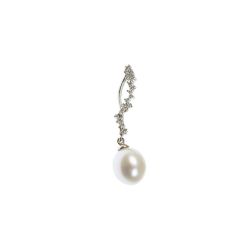 Freshwater oval pearl and cubic zirconia pendant