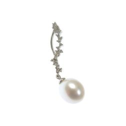 Ciondolo Navette con Perla Freshwater ovale e zirconi