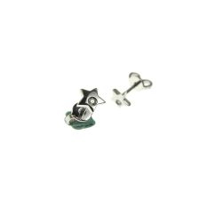 Flat Star Earrings in White Gold and Diamonds