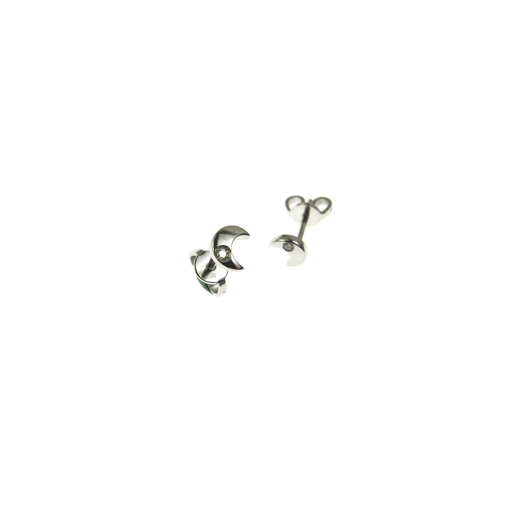 Half-Moon Earrings in White Gold and Diamonds