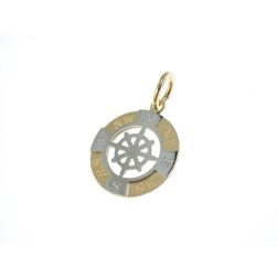 Wheel Rudder Pendant with Cardinal Points in Yellow and White Gold