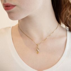 photo of worn Fantasy Fan pendant with zircons