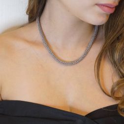Photo of worn Necklace Striped Round Couture white gold 42 cm x 6,2mm
