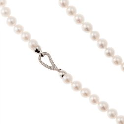 Akoya Pearls Drop Closure Necklace with Diamonds