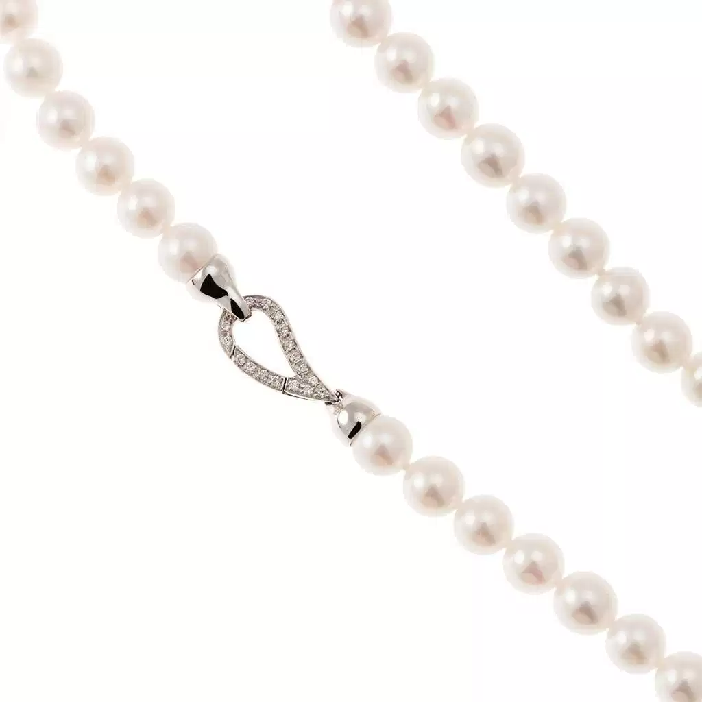 Akoya Pearls Drop Closure Necklace with Diamonds