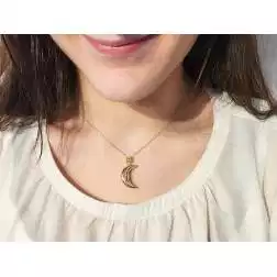 Photo of worn Big Crescent Moon Pendant in Yellow Gold