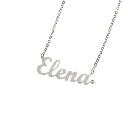 Collana con nome Elena in Oro Bianco con Diamante (Pezzo Unico)