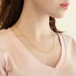 Collana 50cm 3+1 da 2,2mm in Oro Giallo 18kt foto indossata