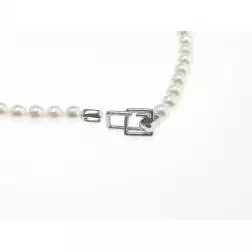 Collana Perle Akoya chiusura geometrica in Oro Bianco