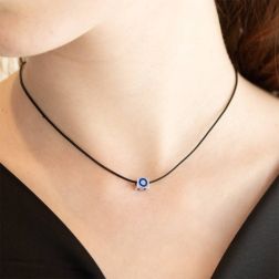 Square Enameled Initial white gold and diamonds