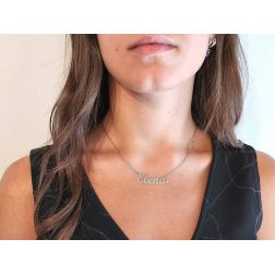 Collana con nome Elena in Oro Bianco con Diamante (Pezzo Unico) foto indossata