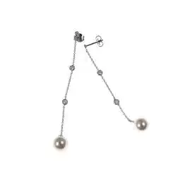 Point of Light and Akoya Pearl Pendant Earrings