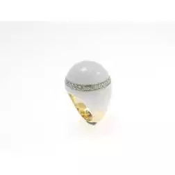 Anello Cupola Bianca oro giallo e bianco