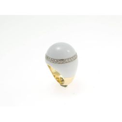 White Dome Ring in Yellow and White Gold and Diamonds