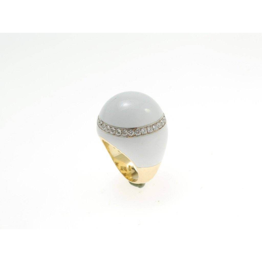 White Dome Ring in Yellow and White Gold and Diamonds