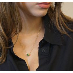 Ciondolo Mappamondo Smalto Verde Foto indossata