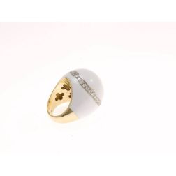 Anello Cupola Bianca Oro Giallo , Bianco e Diamanti