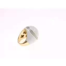 White Dome Ring in Yellow and White Gold and Diamonds