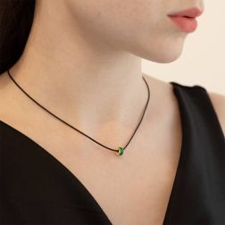 Photo of worn Green Enamel Round pendant
