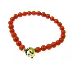 Coral bracelet round closure in two-tone gold