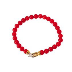Coral bracelet Two-tone gold clasp