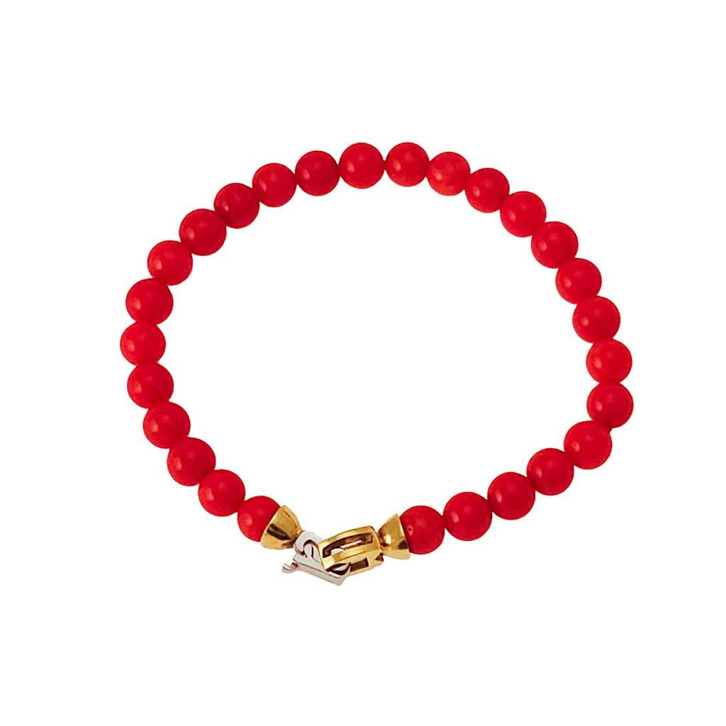 Coral bracelet Two-tone gold clasp