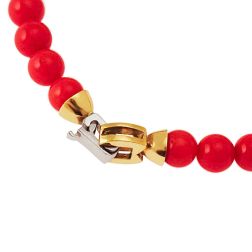 Bracciale Corallo chiusura a cavallotto in Oro Bicolor