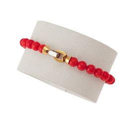 Coral bracelet Two-tone gold clasp