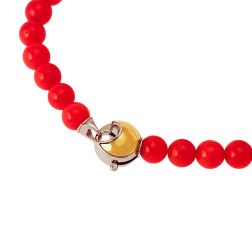 Bracciale Corallo chiusura tonda in Oro Bicolor