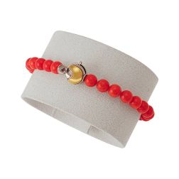 Coral bracelet round closure in two-tone gold