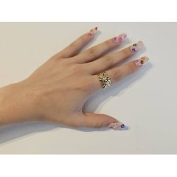 Anello Puzzle Oro Giallo Grande foto indossata