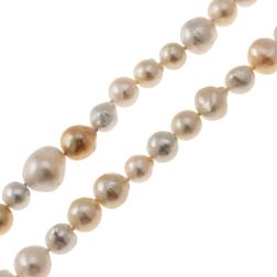 Collana lunga Perle irregolari Bianche e Gold