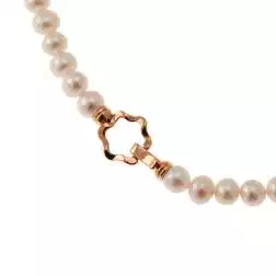Collana Perle Fresh Water chiusura fiore Oro Rosa 18kt