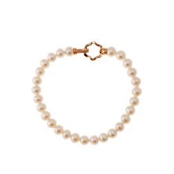 Fresh Water pearls bracelet with 18kt Rose Gold Flower clasp