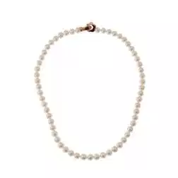 Collana Perle Fresh Water chiusura fiore bombato Oro Rosa 18kt