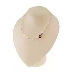 Collana Perle Fresh Water chiusura fiore bombato Oro Rosa 18kt