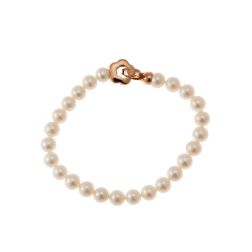 Bracciale Perle Fresh Water chiusura fiore bombato Oro Rosa 18kt
