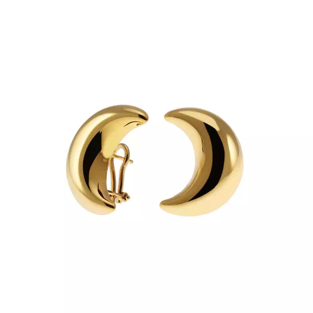 18kt Yellow Gold rounded Moon Earrings