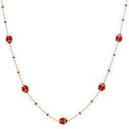 Necklace with enamelled Ladybugs