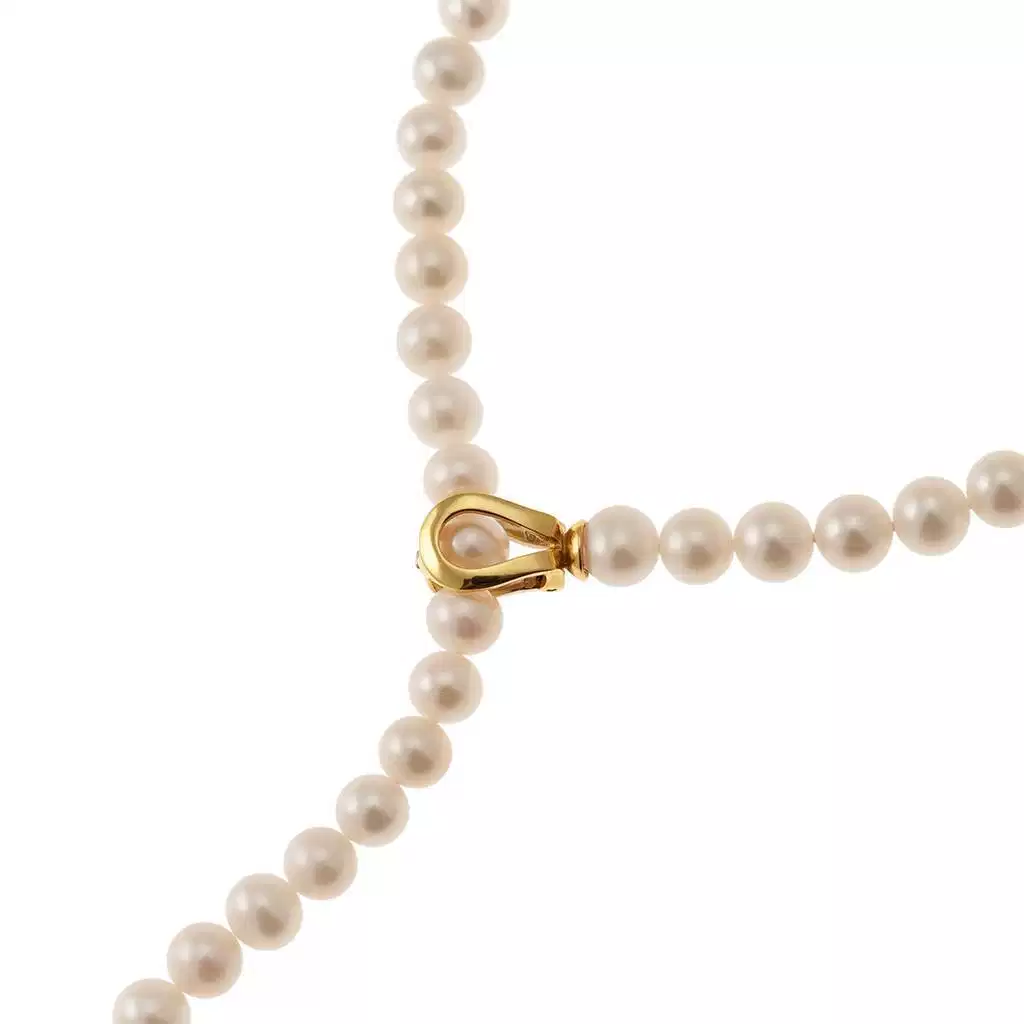Collana di Perle lunga chiusura regolabile in Oro Giallo