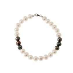 Fresh Water pearls bracelet White and Grey with 18kt White Gold clasp