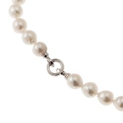 Akoya Pearls with circle Clasp Necklace in White Gold 18kt
