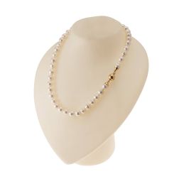 Akoya Pearls with sphere Clasp Necklace in Yellow Gold 18kt