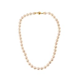 Akoya Pearls with sphere Clasp Necklace in Yellow Gold 18kt