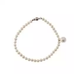 Bracciale Perle Fresh Water 4.5mm e ciondolo da 8.5mm chiusura a sfera in Oro Bianco 18kt