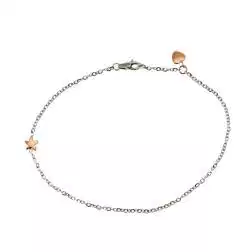 Anklet white gold chain with star and heart in rose gold